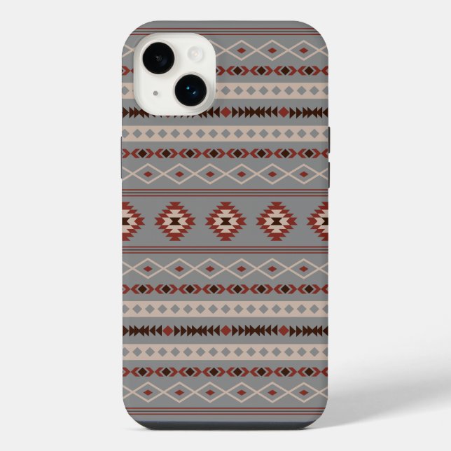 Aztec Rust Cream Brown Grey Mixed Motifs Pattern iPhone Case (Back)