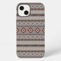 Aztec Rust Cream Brown Grey Mixed Motifs Pattern