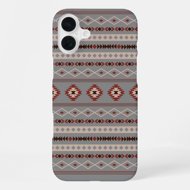 Aztec Rust Cream Brown Grey Mixed Motifs Pattern iPhone Case (Back)
