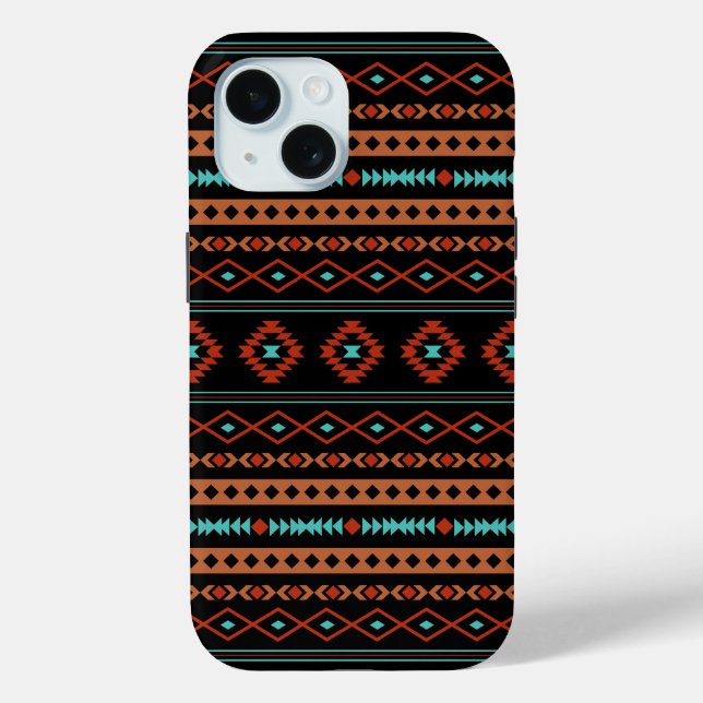 Aztec Rusts Teal Black Mixed Motifs Pattern Case-Mate iPhone Case (Back)