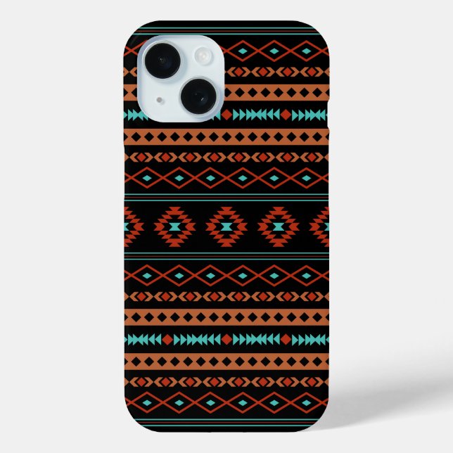 Aztec Rusts Teal Black Mixed Motifs Pattern Case-Mate iPhone Case (Back)