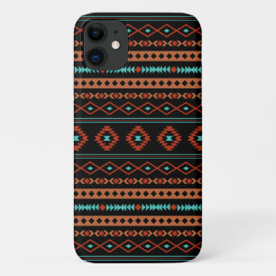 Aztec Rusts Teal Black Mixed Motifs Pattern iPhone 11 Case