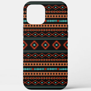 Aztec Rusts Teal Black Mixed Motifs Pattern iPhone 12 Pro Max Case