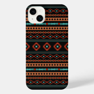 Aztec Rusts Teal Black Mixed Motifs Pattern iPhone 14 Plus Case