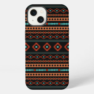 Aztec Rusts Teal Black Mixed Motifs Pattern iPhone 13 Case