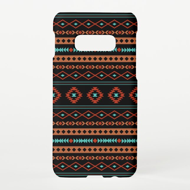 Aztec Rusts Teal Black Mixed Motifs Pattern Samsung Galaxy Case (Back)
