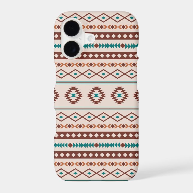 Aztec Rusts Teal Cream Mixed Motifs Pattern (Back)