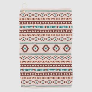 Aztec Rusts Teal Cream Mixed Motifs Pattern Golf Towel