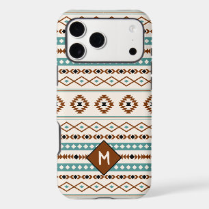 Aztec sarcelle terre cuite noir crème motif mélang