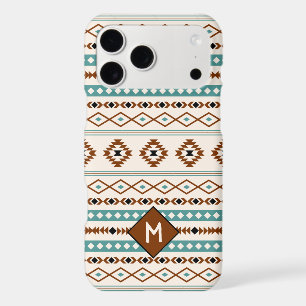 Aztec sarcelle terre cuite noir crème motif mixte