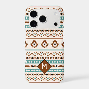 Aztec sarcelle terre cuite noir crème motif mixte 