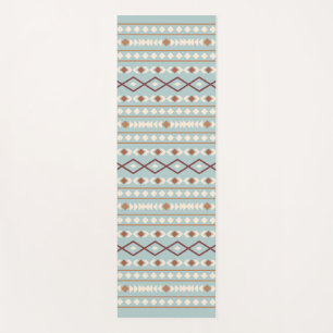 Aztec Shapes 2Way Pattern Rusts Cream Teal-Blue Yoga Mat