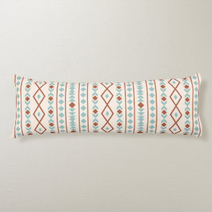 Aztec Shapes Lg V Pattern Rust Teal Cream Body Pillow