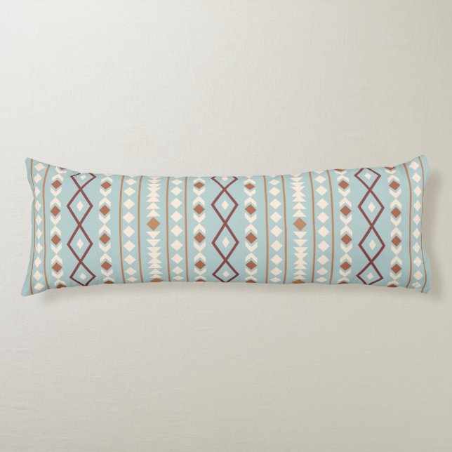 Aztec Shapes Lg V Pattern Rusts Cream Teal-Blue Body Pillow (Front)