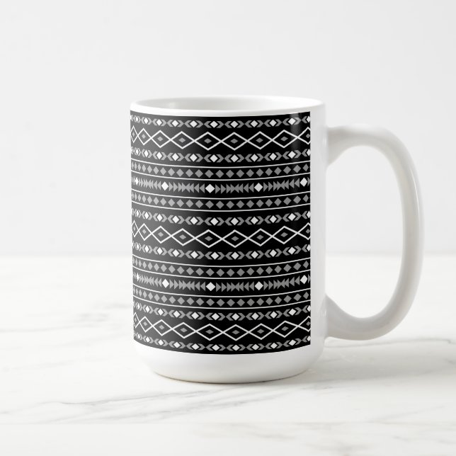 Aztec Shapes Pattern Grey White Black Coffee Mug (Right)