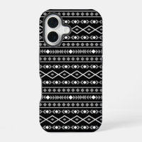 Aztec Shapes Pattern Grey White Black