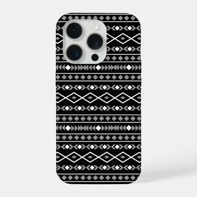 Aztec Shapes Pattern Grey White Black iPhone Case (Back)