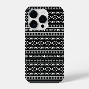 Aztec Shapes Pattern Grey White Black iPhone 14 Pro Case