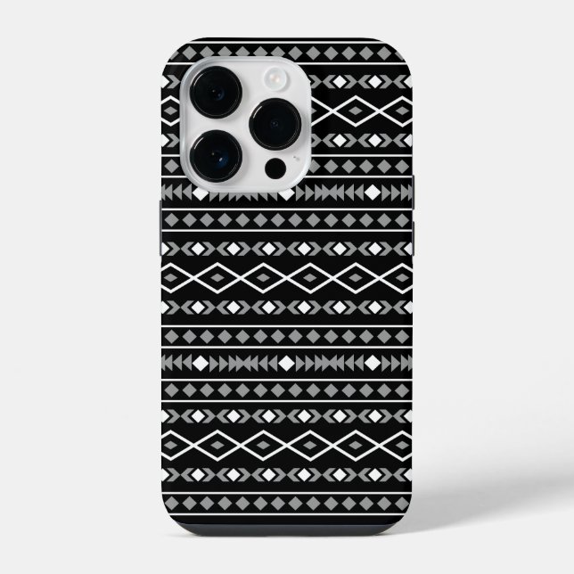Aztec Shapes Pattern Grey White Black iPhone Case (Back)