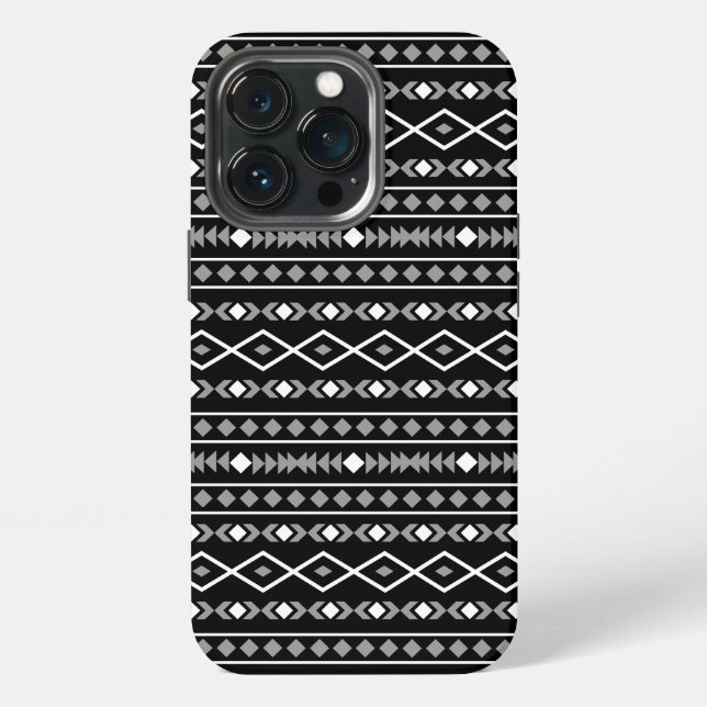Aztec Shapes Pattern Grey White Black iPhone Case (Back)