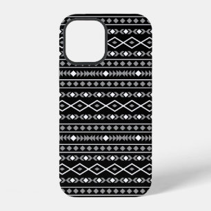 Aztec Shapes Pattern Grey White Black iPhone 12 Case