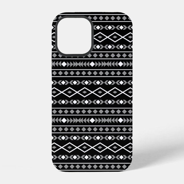 Aztec Shapes Pattern Grey White Black iPhone Case (Back)