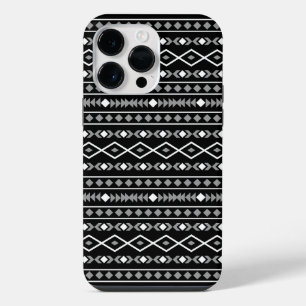 Aztec Shapes Pattern Grey White Black iPhone 14 Pro Max Case