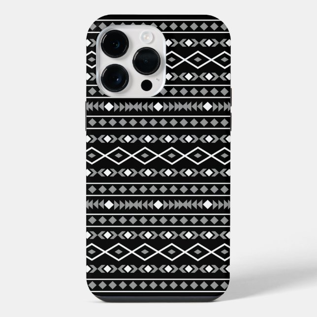 Aztec Shapes Pattern Grey White Black iPhone Case (Back)
