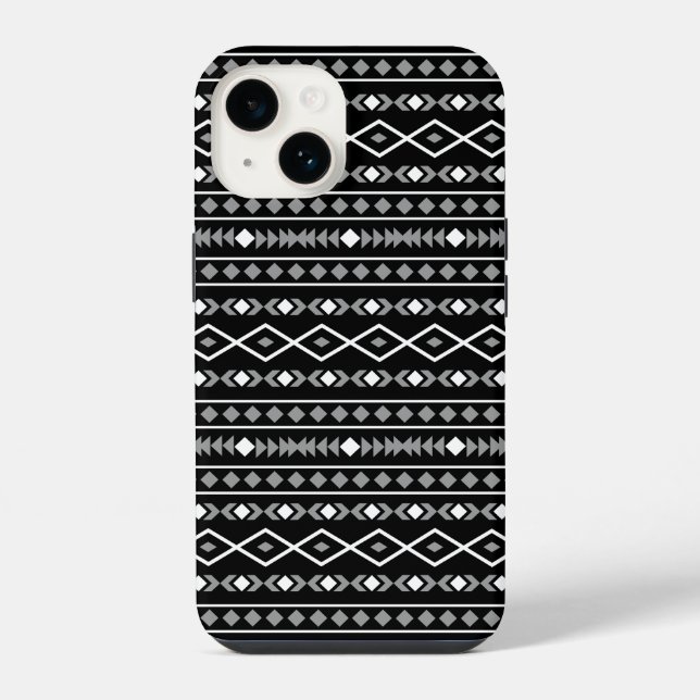 Aztec Shapes Pattern Grey White Black iPhone Case (Back)