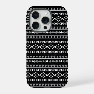 Aztec Shapes Pattern Grey White Black iPhone 15 Pro Case