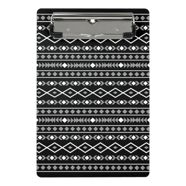 Aztec Shapes Pattern Grey White Black Mini Clipboard (Front)
