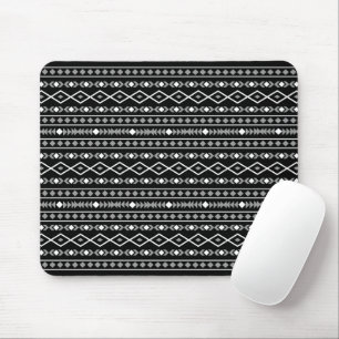 Aztec Shapes Pattern Grey White Black Mouse Pad