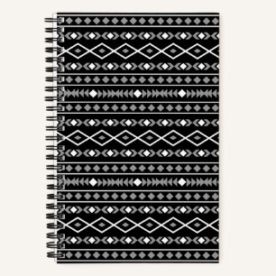Aztec Shapes Pattern Grey White Black Notebook