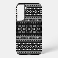 Aztec Shapes Pattern Grey White Black