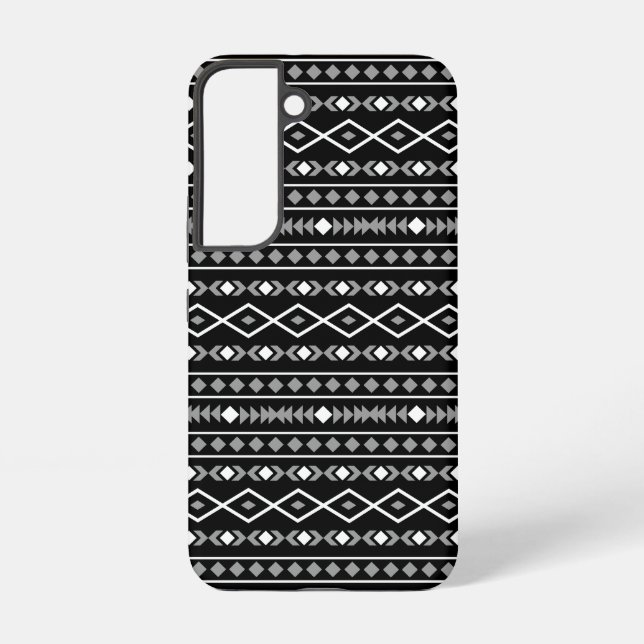 Aztec Shapes Pattern Grey White Black Samsung Galaxy S22 Case (Back)