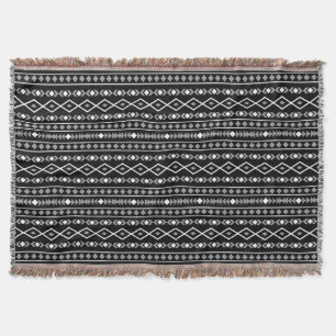 Aztec Shapes Pattern Grey White Black Throw Blanket