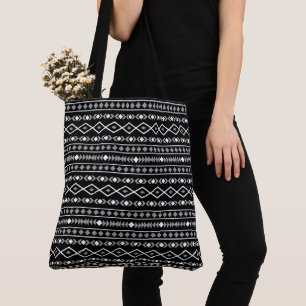 Aztec Shapes Pattern Grey White Black Tote Bag