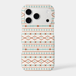 Aztec Shapes Pattern Rust Teal Cream