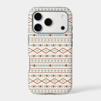 Aztec Shapes Pattern Rust Teal Cream