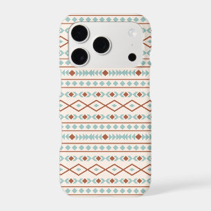 Aztec Shapes Pattern Rust Teal Cream