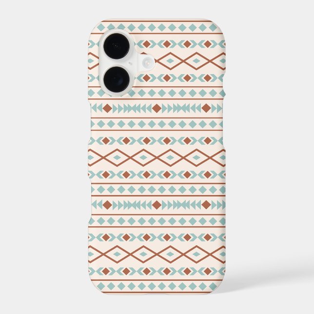 Aztec Shapes Pattern Rust Teal Cream (Back)