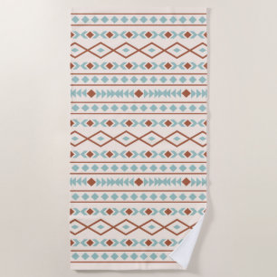 Aztec Shapes Pattern Rust Teal Cream Beach Towel