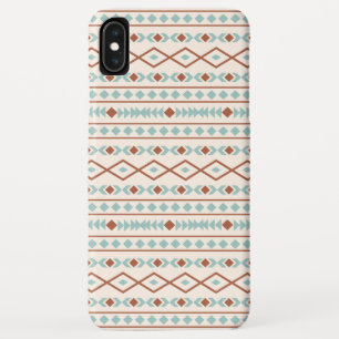 Aztec Shapes Pattern Rust Teal Cream iPhone XS Max Case