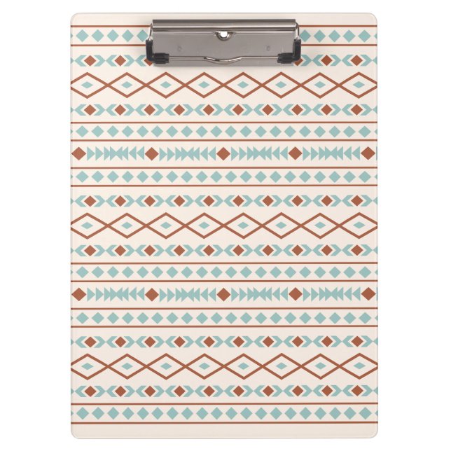 Aztec Shapes Pattern Rust Teal Cream Clipboard (Front)