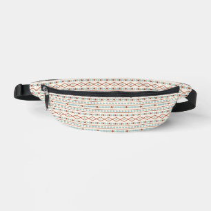 Aztec Shapes Pattern Rust Teal Cream Fanny Pack
