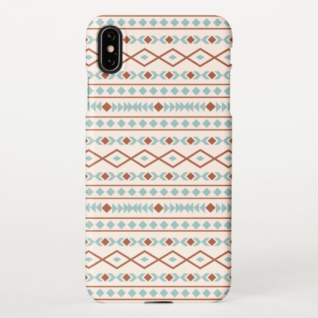 Aztec Shapes Pattern Rust Teal Cream iPhone Case (Back)