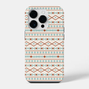 Aztec Shapes Pattern Rust Teal Cream iPhone 14 Pro Case