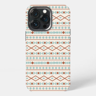Aztec Shapes Pattern Rust Teal Cream iPhone 13 Pro Case