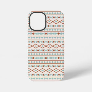 Aztec Shapes Pattern Rust Teal Cream iPhone 12 Mini Case