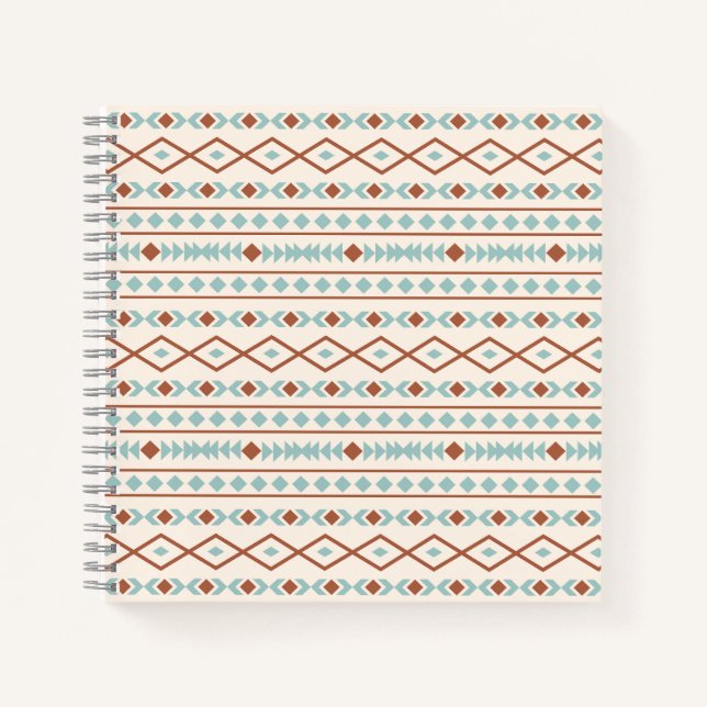 Aztec Shapes Pattern Rust Teal Cream Notebook (Front)